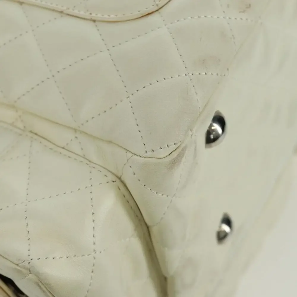 Chanel Leather Cambon Line Matelasse Handbag White